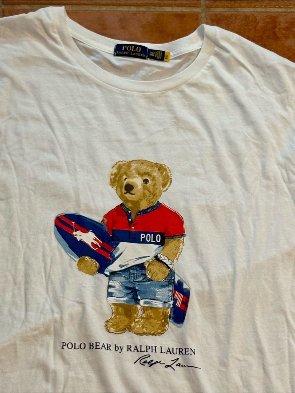 Ralph Lauren Shirt Mens 4XLT White Beach Bear Surf T Tee Short Sleeve